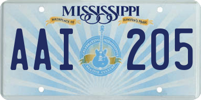 MS license plate AAI205