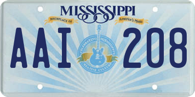 MS license plate AAI208