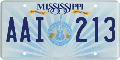 MS license plate AAI213