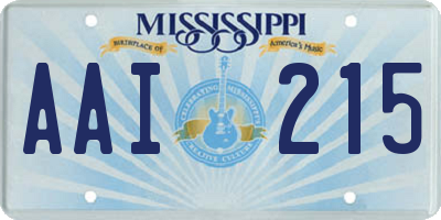 MS license plate AAI215