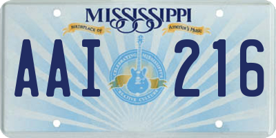 MS license plate AAI216