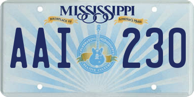 MS license plate AAI230