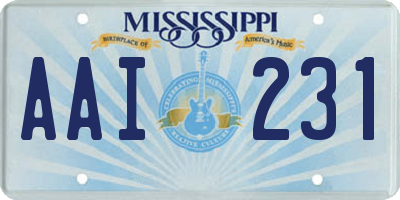 MS license plate AAI231