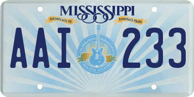 MS license plate AAI233