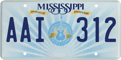 MS license plate AAI312