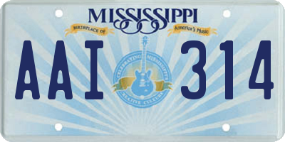 MS license plate AAI314