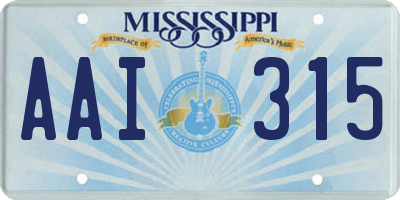 MS license plate AAI315