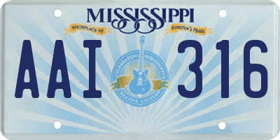 MS license plate AAI316