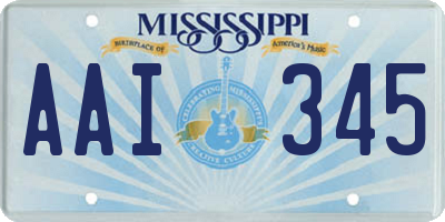 MS license plate AAI345