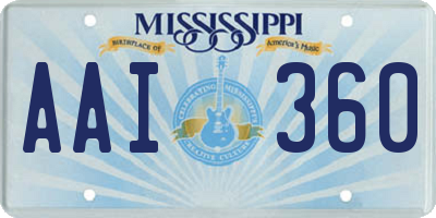 MS license plate AAI360