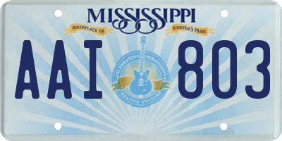 MS license plate AAI803