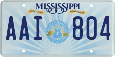 MS license plate AAI804