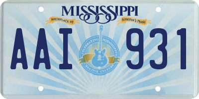 MS license plate AAI931