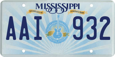 MS license plate AAI932