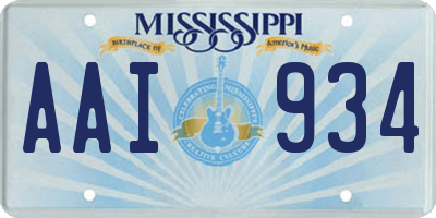 MS license plate AAI934