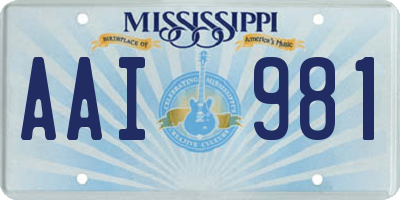 MS license plate AAI981