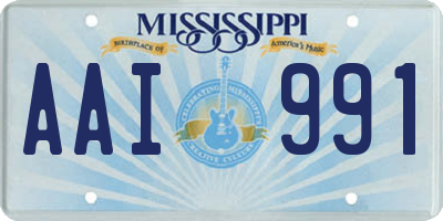 MS license plate AAI991