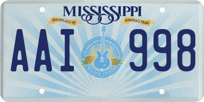 MS license plate AAI998