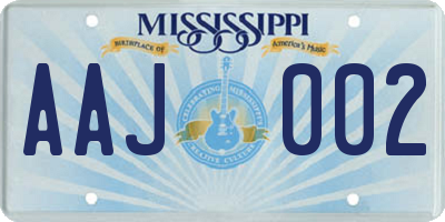 MS license plate AAJ002