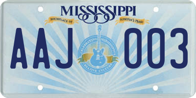 MS license plate AAJ003
