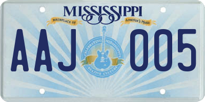 MS license plate AAJ005