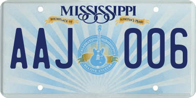 MS license plate AAJ006