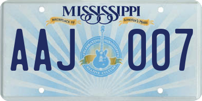 MS license plate AAJ007