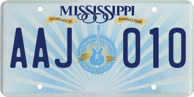 MS license plate AAJ010