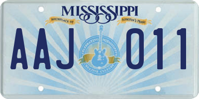 MS license plate AAJ011