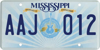 MS license plate AAJ012