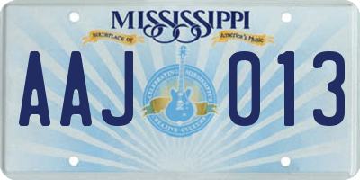 MS license plate AAJ013