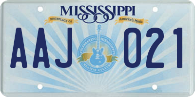 MS license plate AAJ021