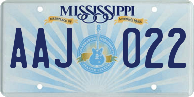 MS license plate AAJ022