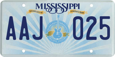 MS license plate AAJ025