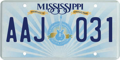 MS license plate AAJ031