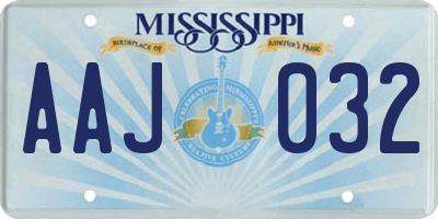 MS license plate AAJ032