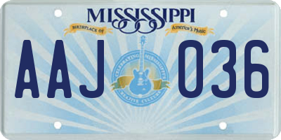 MS license plate AAJ036