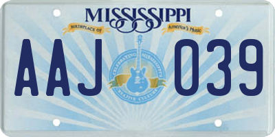 MS license plate AAJ039