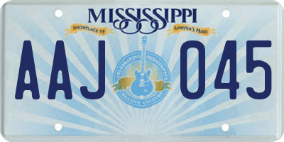 MS license plate AAJ045