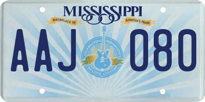 MS license plate AAJ080