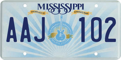 MS license plate AAJ102