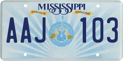 MS license plate AAJ103