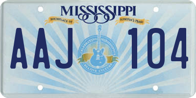 MS license plate AAJ104