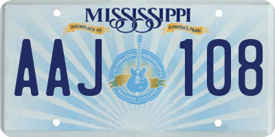 MS license plate AAJ108