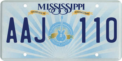 MS license plate AAJ110