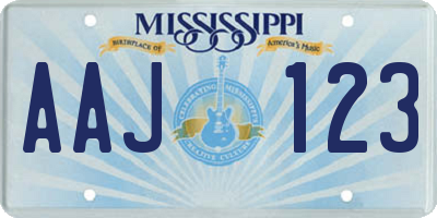 MS license plate AAJ123