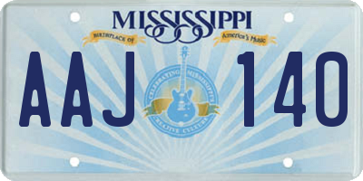 MS license plate AAJ140