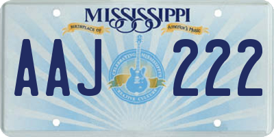 MS license plate AAJ222