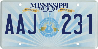 MS license plate AAJ231