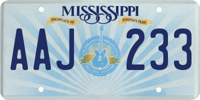 MS license plate AAJ233